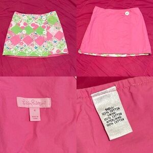 Lilly Pulitzer Pink Patchwork REVERSIBLE Wrap Style Women's Skirt, Size 4, EUC